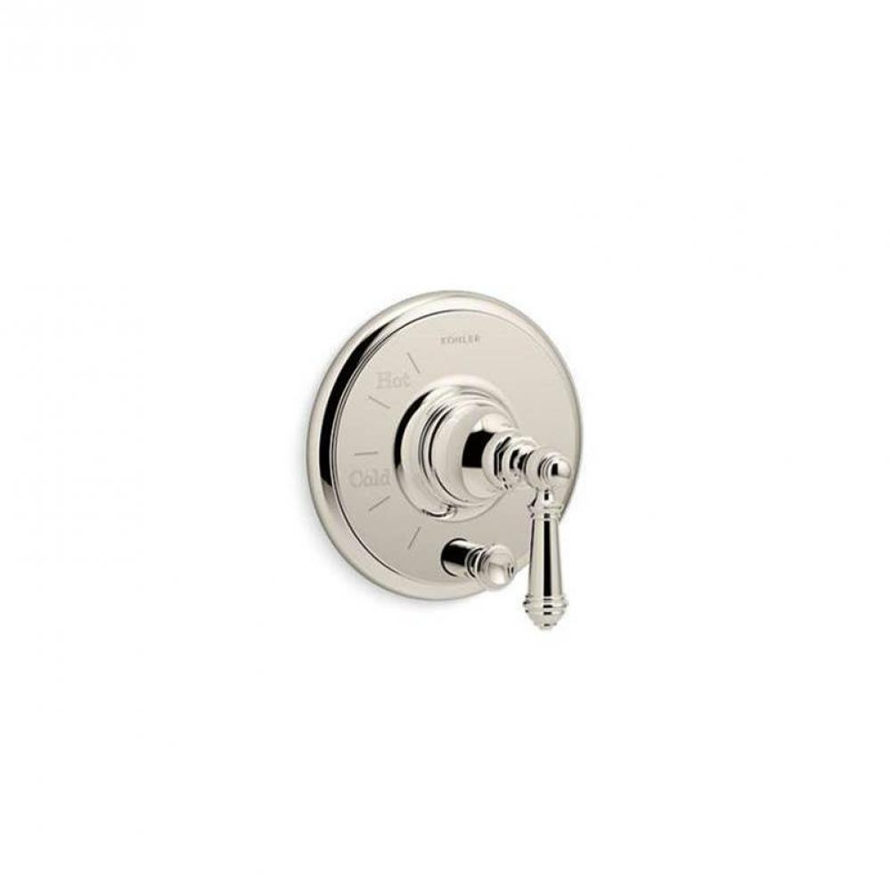 Artifacts® Rite-Temp® valve trim with push-button diverter and lever handle