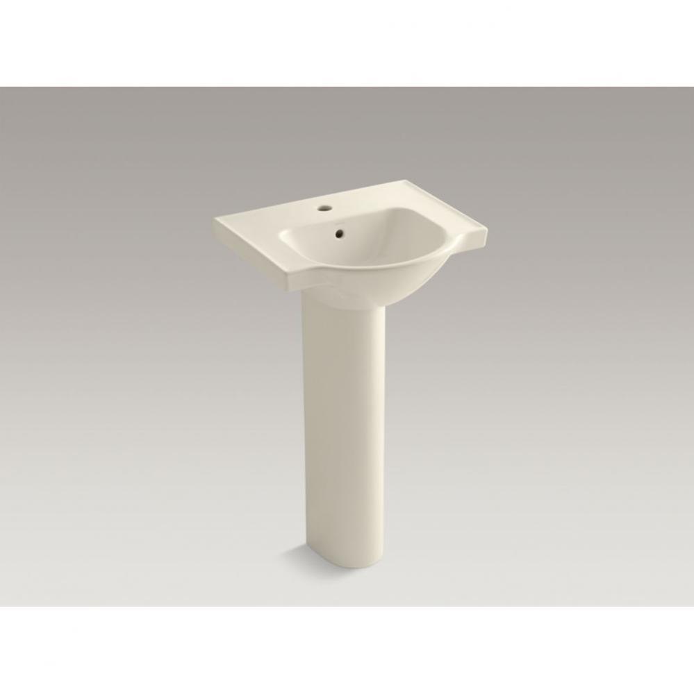 Veer™ 21'' pedestal bathroom sink with single faucet hole
