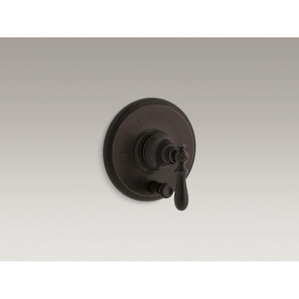 Artifacts® Rite-Temp(R) pressure-balancing valve trim with push-button diverter and swing lev