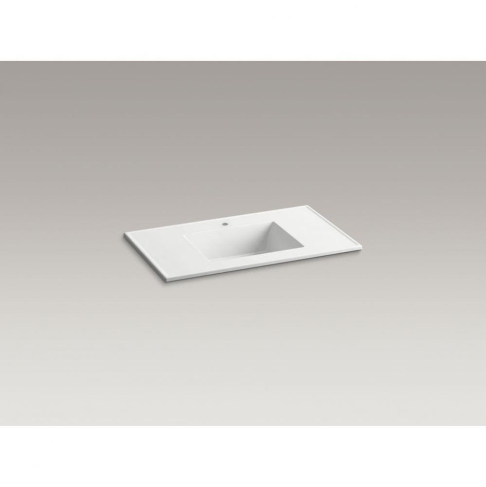 Ceramic/Impressions® 37'' rectangular vanity-top bathroom sink with single faucet h