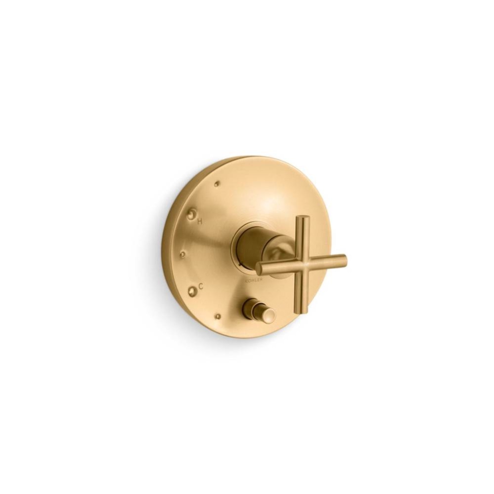 Purist® Rite-Temp® valve trim with push-button diverter and cross handle