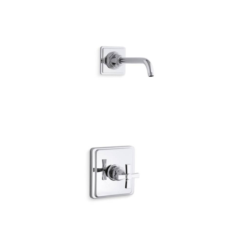Pinstripe® Pure Rite-Temp® shower trim kit with cross handle, without showerhead