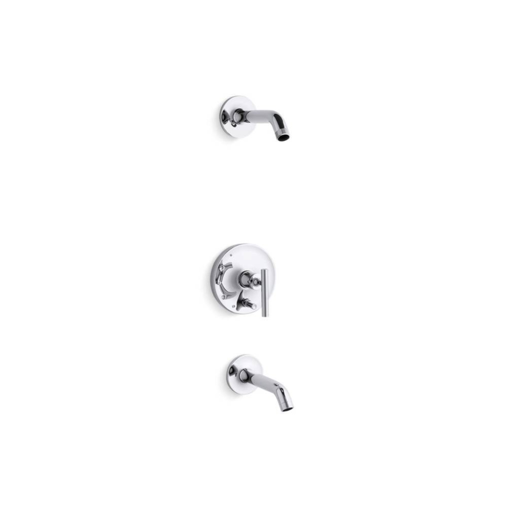 Purist® Rite-Temp® bath and shower trim kit with push-button diverter and lever handle,
