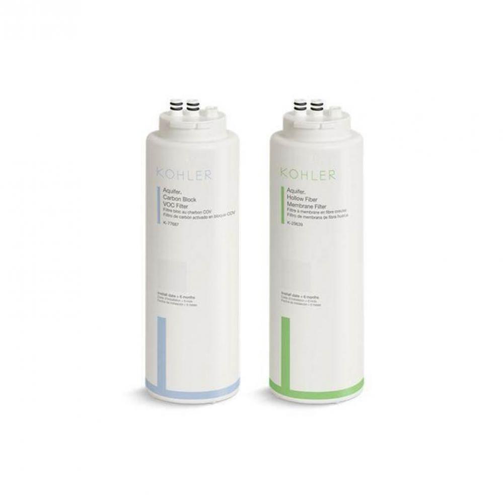 Aquifer®+ Replacement filter cartridge two-pack with hollow fiber membrane and carbon block V
