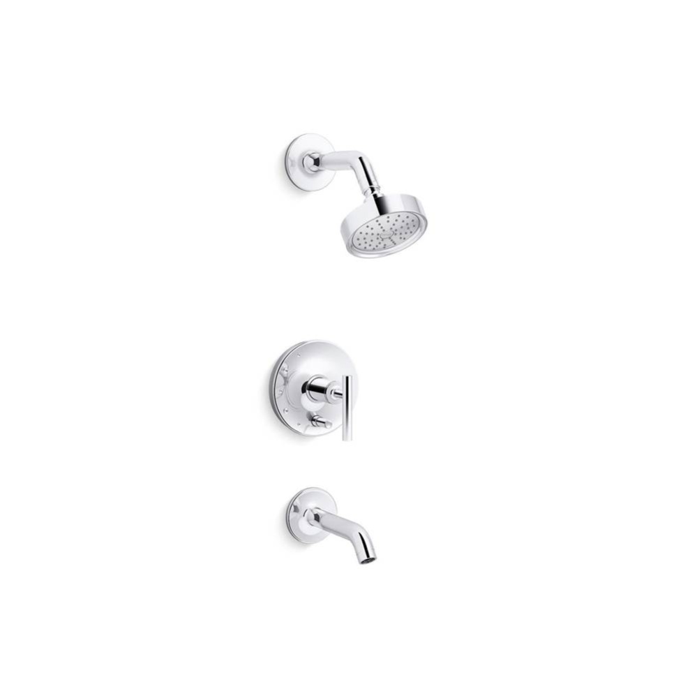 Purist® Rite-Temp® bath and shower trim kit with push-button diverter and lever handle,