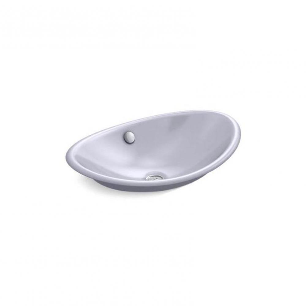 Iron Plains® Oval Wading Pool® bathroom sink with Lavender Grey painted underside