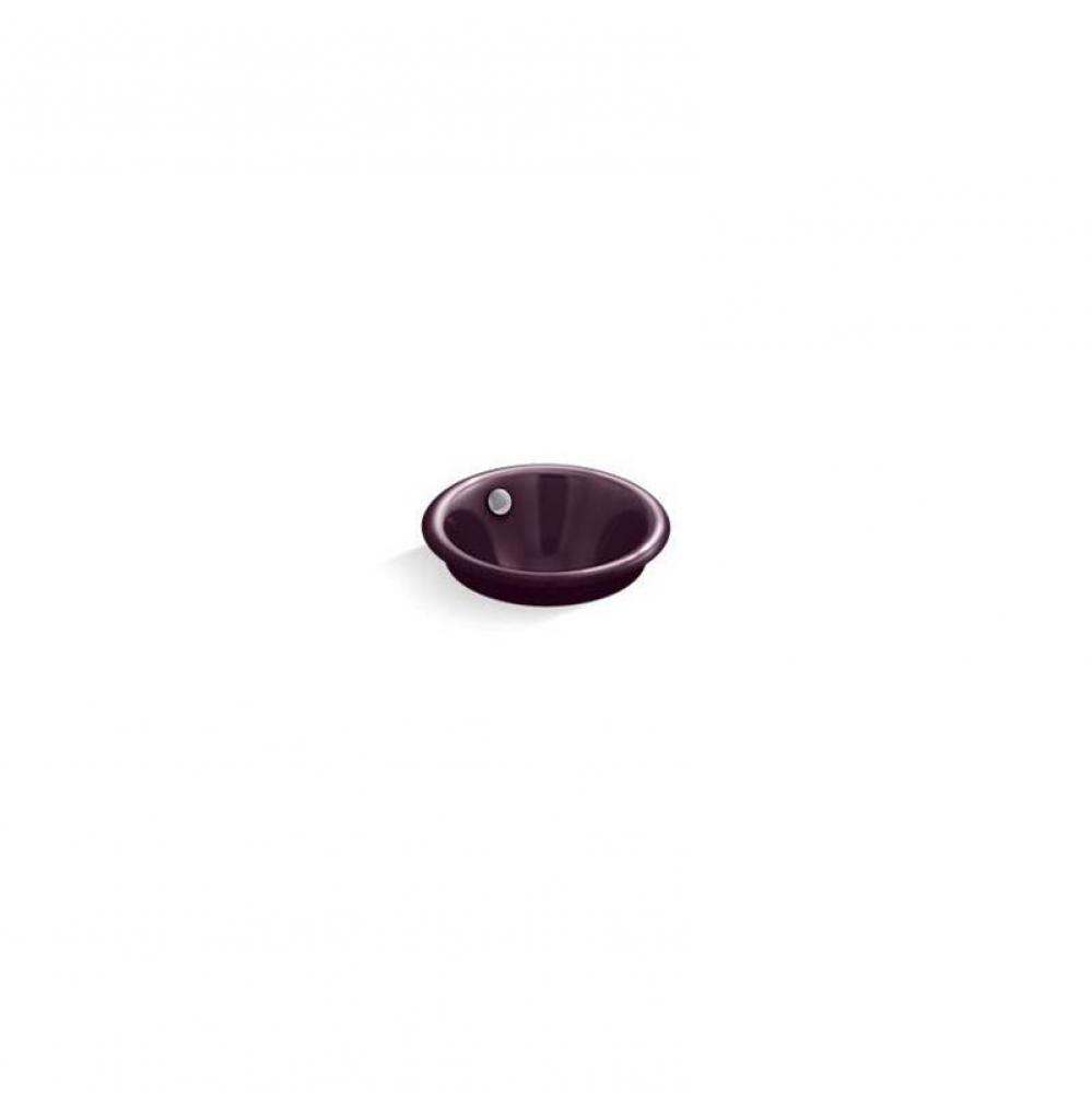Iron Plains® Round Drop-in/undermount vessel bathroom sink with Black Plum painted underside