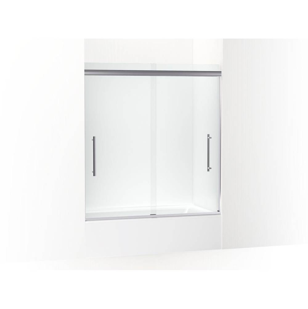 Pleat® 63-9/16'' H sliding bath door with 5/16''-thick glass
