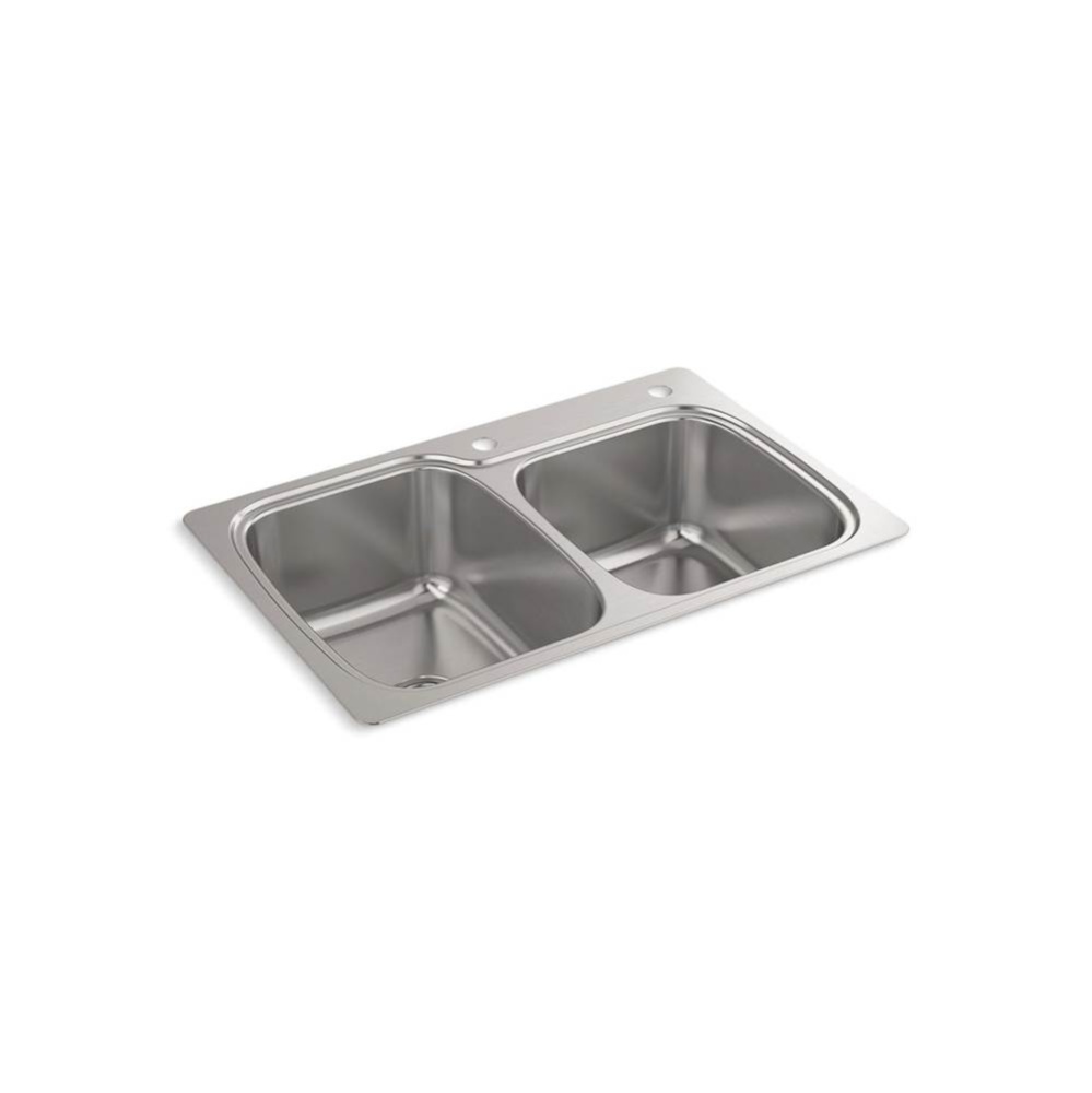 All-In-One 33'' top-/undermount double-bowl kitchen sink