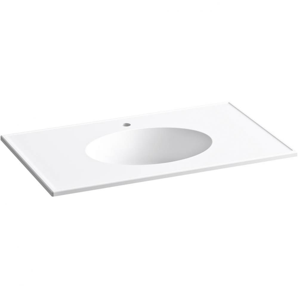 Ceramic/Impressions® 37'' oval vanity-top bathroom sink with single faucet hole