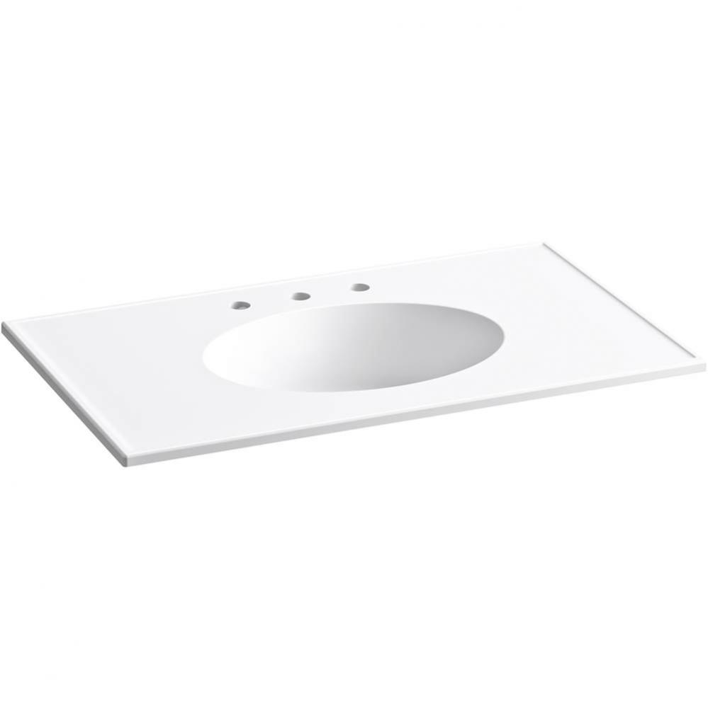 Ceramic/Impressions® 37'' oval vanity-top bathroom sink with 8'' widespre