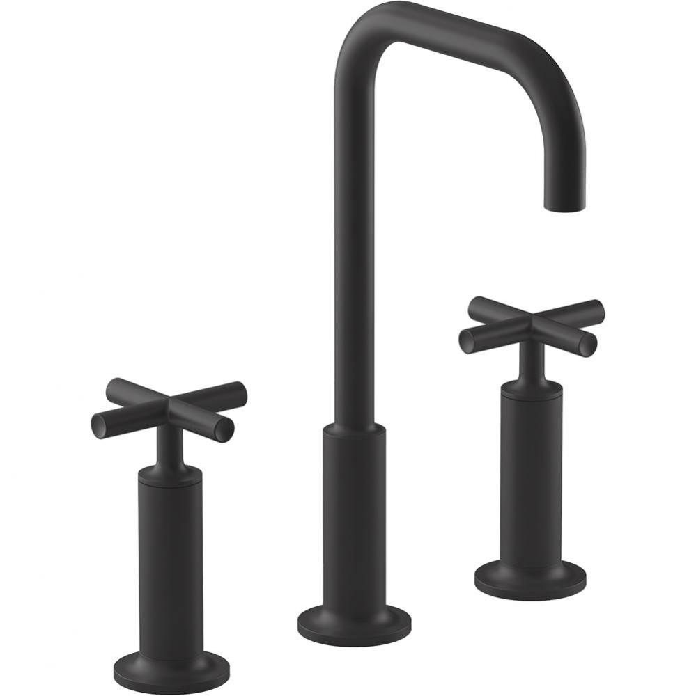 Purist Widespread Bathroom Sink Faucet With High Cross Handles And High Gooseneck Spout