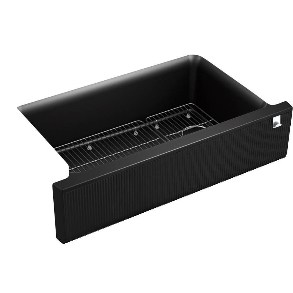 Cairn® 34'' undermount single-bowl farmhouse kitchen sink with fluted design