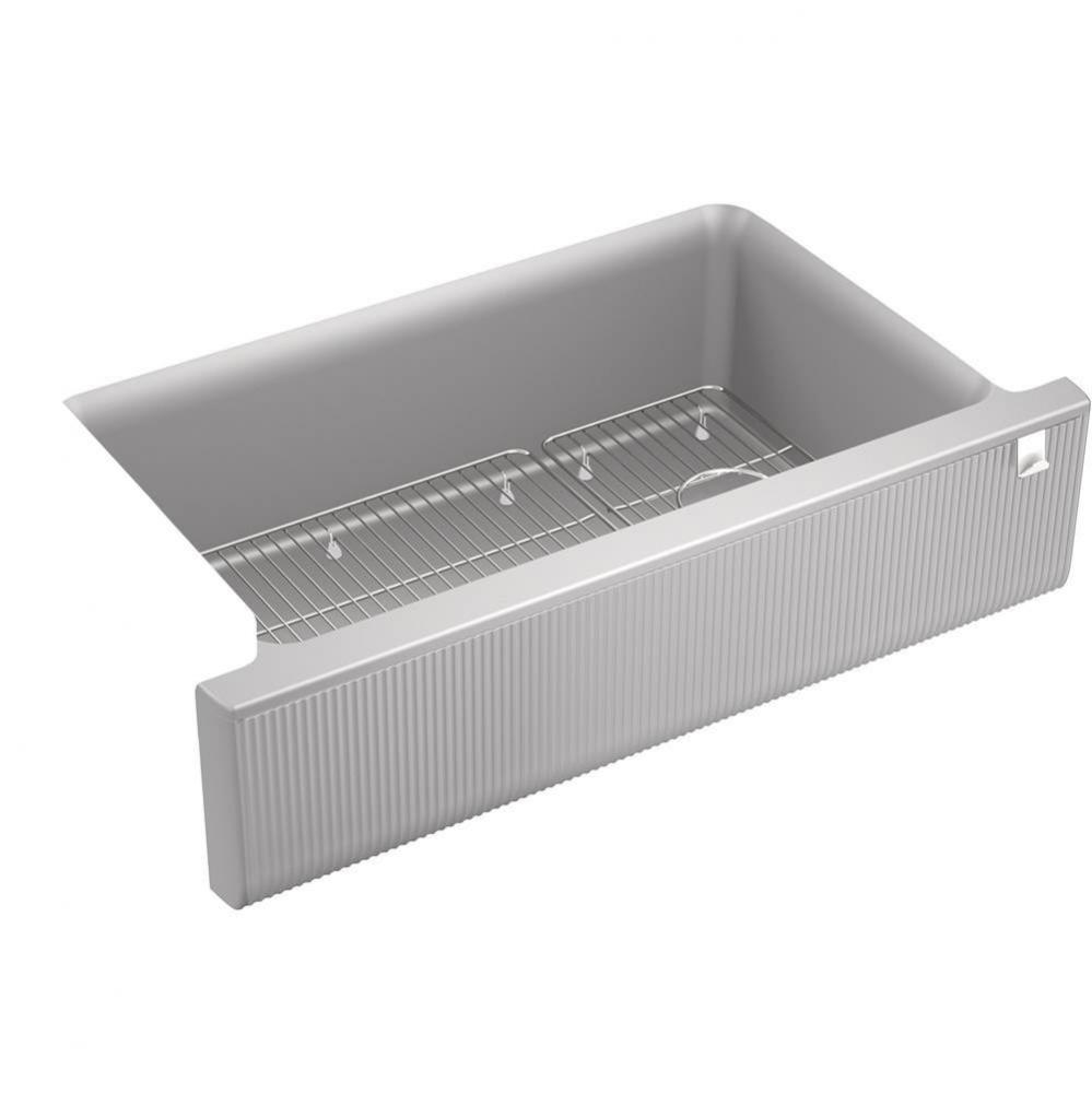 Cairn® 34'' undermount single-bowl farmhouse kitchen sink with fluted design
