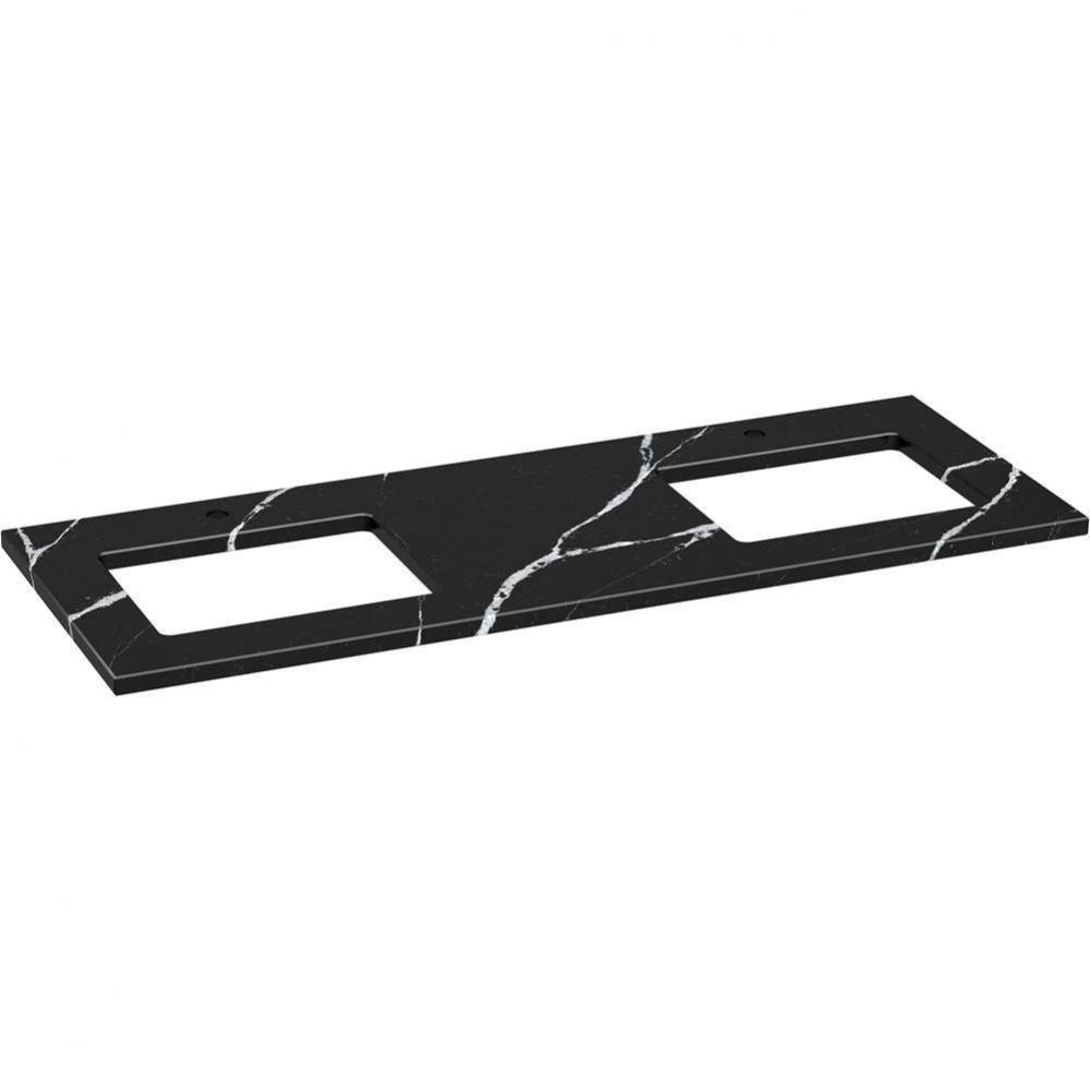Silestone Quartz 61-in Vanity Top with Double Rectangle Cutouts