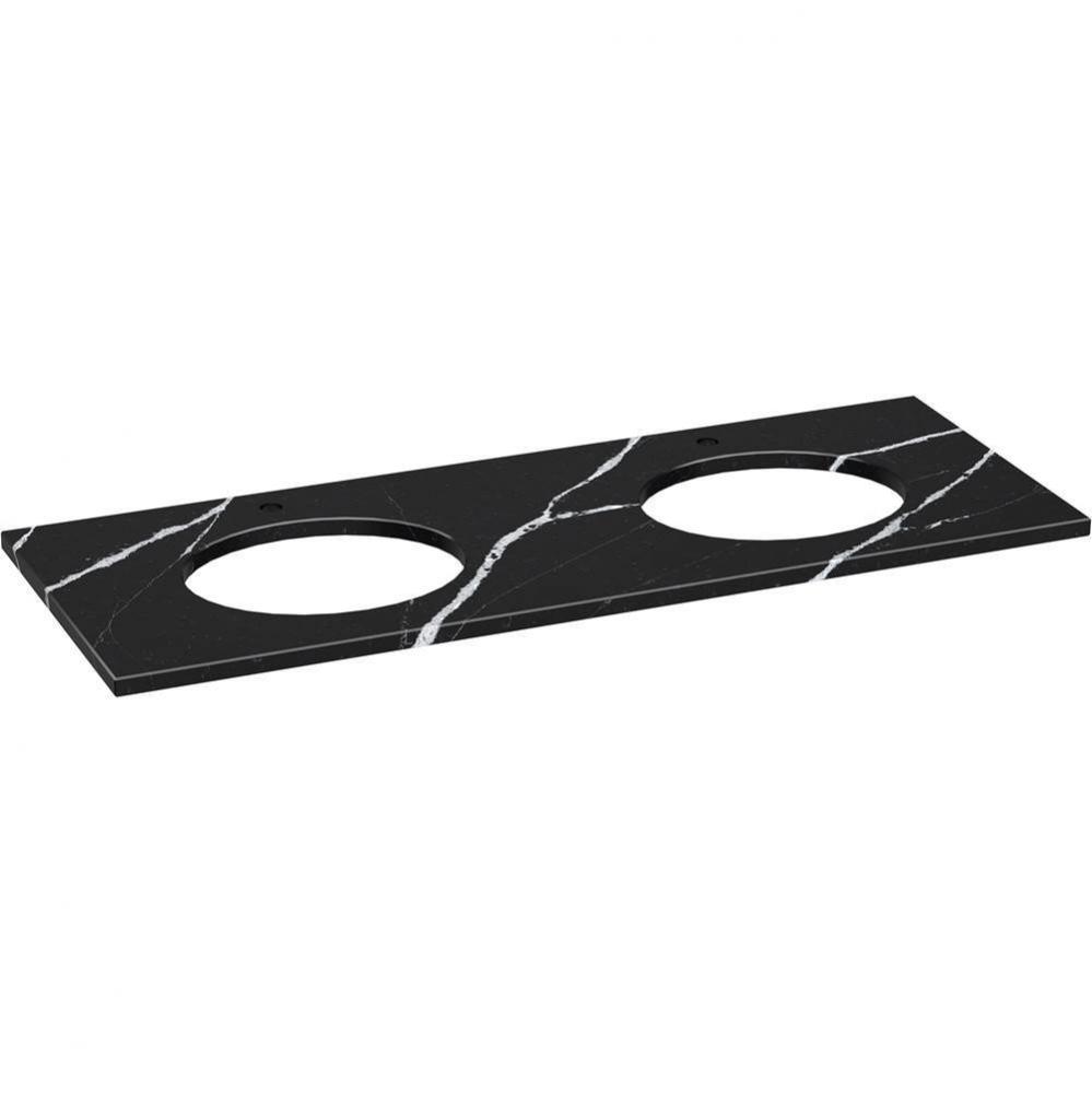 Silestone Quartz 61-in Vanity Top with Double Oval Cutouts