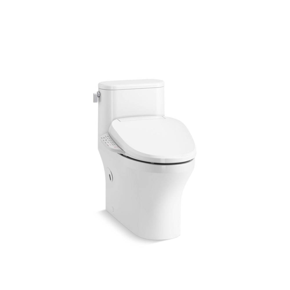 Spacity Hidden Cord One-Piece Compact Elongated Toilet With Skirted Trapway 1.28 Gpf
