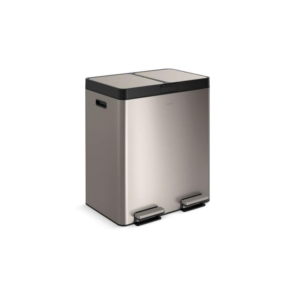 82-liter stainless steel dual-bin step trash can