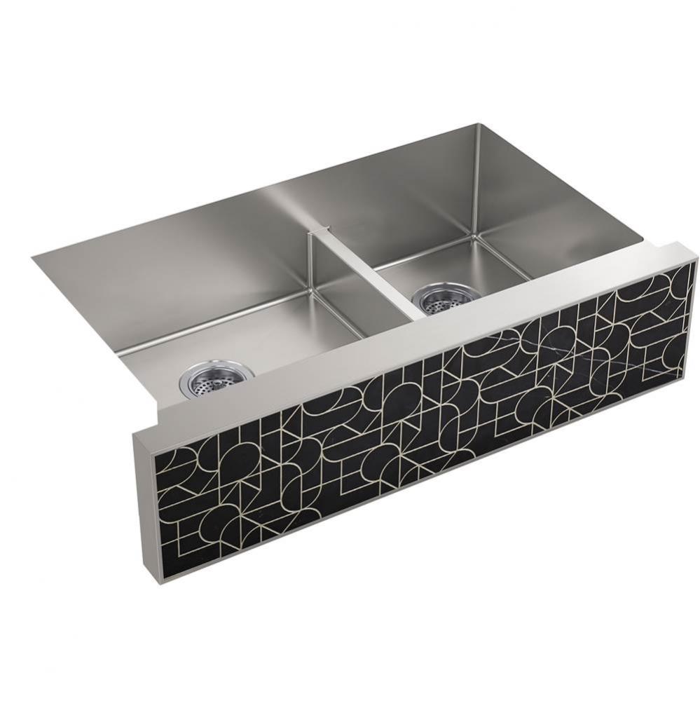 KOHLER Tailor Large Double Basin Stainless Steel Sink with Etched Stone Insert
