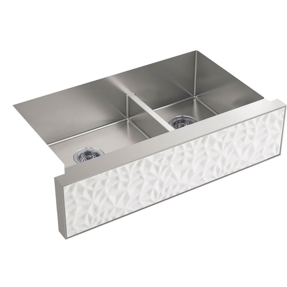 KOHLER Tailor Large Double Basin Stainless Steel Sink with Carved Stone Insert