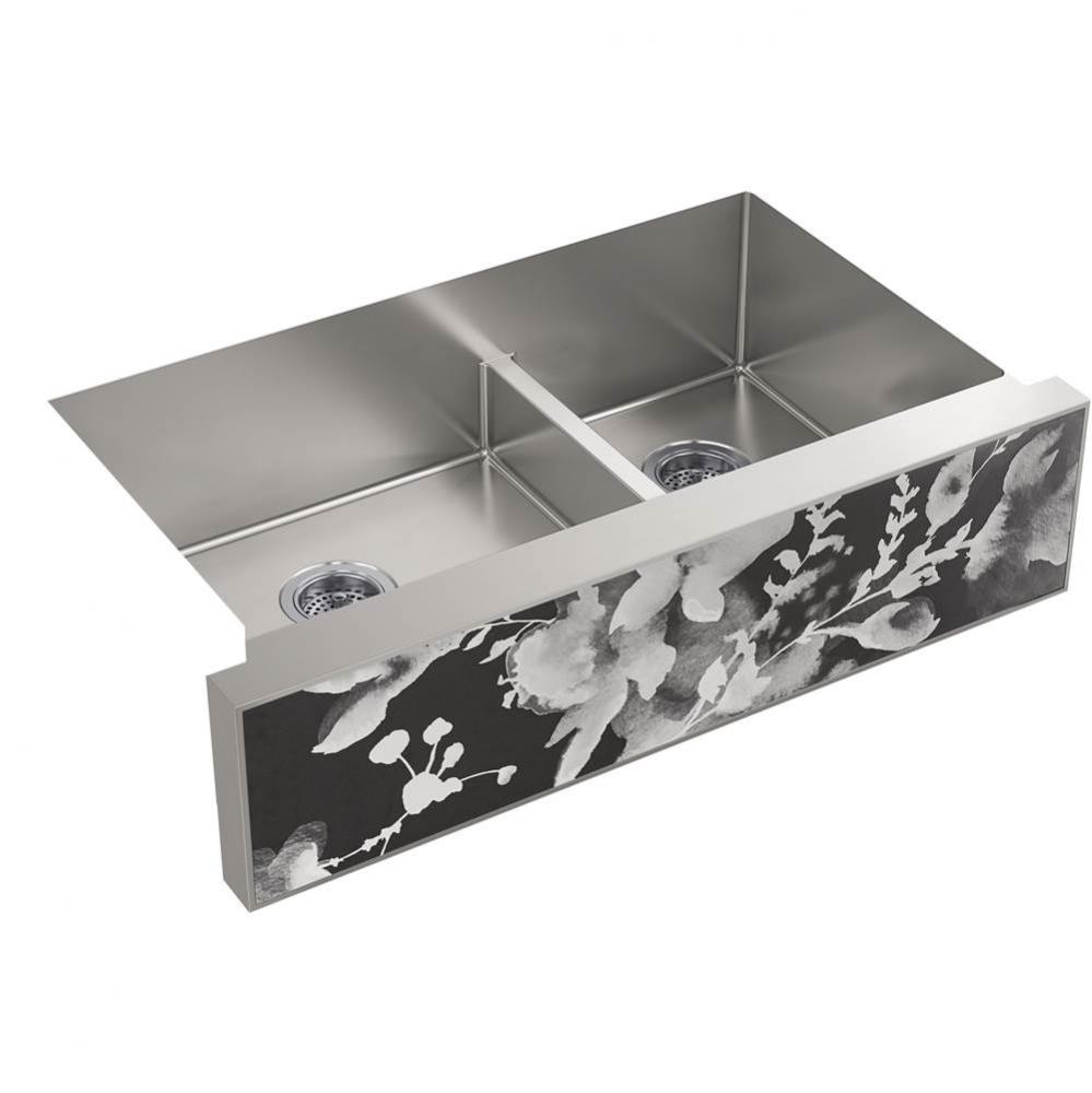 KOHLER Tailor Large Double Basin Stainless Steel Sink with Large Flora Insert