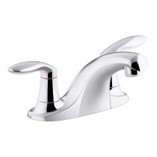 Kohler 15243-4RA-CP - Coralais® Two-handle centerset bathroom sink faucet with grid drain, 0.5 gpm vandal-resistant