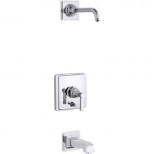 Kohler T13133-4AL-CP - Pinstripe® Pure Rite-Temp® bath and shower trim set with push-button diverter and lever