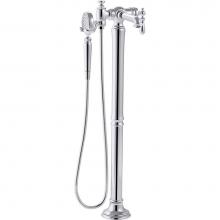 Kohler T72790-9M-CP - Artifacts® floor-mount bath filler trim with handshower