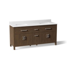 Kohler 40642-BD1-DAK - Kresla 72'' Bathroom Vanity Cabinet With Sinks And Quartz Top Draper Oak