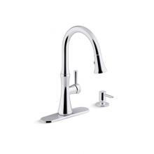 Kohler R28706-SD-CP - Kaori™ Pull-down kitchen sink faucet with soap/lotion dispenser