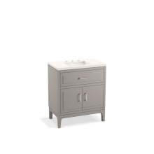 Kohler 33552-ASB-1WT - Seer® 30'' bathroom vanity cabinet with sink and quartz top
