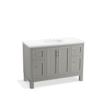 Kohler 28383-ASB-1WT - Quo® 48'' bathroom vanity cabinet with sink and quartz top