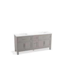 Kohler 31247-ASB-1WT - Quo® 72'' bathroom vanity cabinet with sinks and quartz top