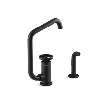 Kohler 28667-9-BL - Billet™ Single-handle kitchen sink faucet with two-function extended-reach spout and side spraye