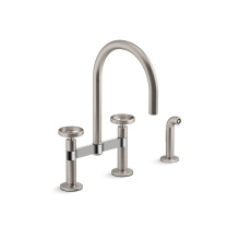 Kohler 28673-9-VS - Billet™ Two-hole bridge kitchen sink faucet with side sprayer