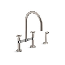 Kohler 28673-3-VS - Billet™ Two-hole bridge kitchen sink faucet with side sprayer