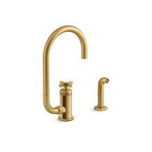 Kohler 28675-3-2MB - Billet™ Single-handle kitchen sink faucet with two-function extended-reach spout and side spraye