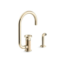Kohler 28675-9-AF - Billet™ Single-handle kitchen sink faucet with two-function extended-reach spout and side spraye