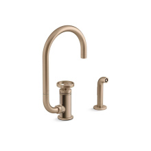 Kohler 28675-9-BV - Billet™ Single-handle kitchen sink faucet with two-function extended-reach spout and side spraye
