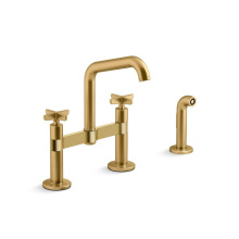 Kohler 28665-3-2MB - Billet™ Two-hole bridge kitchen sink faucet with side sprayer