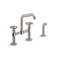 Kohler 28665-9-VS - Billet™ Two-hole bridge kitchen sink faucet with side sprayer