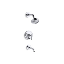 Kohler T14420-4-CP - Purist® Rite-Temp® bath and shower trim kit with push-button diverter and lever handle,