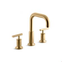 Kohler T14428-4-BGD - Purist® Deck-mount bath faucet trim for high-flow valve with lever handles, valve not include