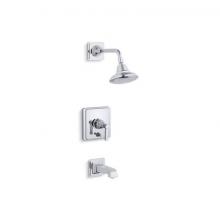 Kohler T13133-4A-CP - Pinstripe® Pure Rite-Temp® bath and shower trim kit with push-button diverter and lever