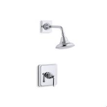 Kohler TS13134-4B-CP - Pinstripe® Rite-Temp(R) shower valve trim with lever handle and 2.5 gpm showerhead