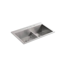 Kohler 3839-3-NA - Vault™ Smart Divide® 33'' top-/undermount double-bowl kitchen sink