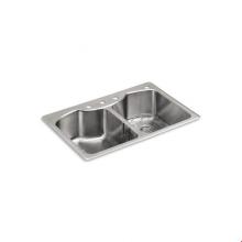 Kohler 3842-4-NA - Octave® 33'' x 22'' x 9-5/16'' dual-mount double-equal stainles