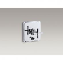 Kohler T98757-3B-CP - Pinstripe® Rite-Temp(R) pressure-balancing valve trim with diverter and grooved cross handle,