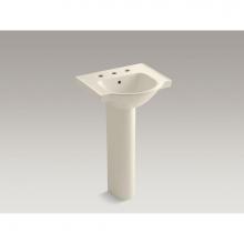 Kohler 5265-8-47 - Veer™ 21'' pedestal bathroom sink with 8'' widespread faucet holes