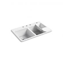 Kohler 8679-4A2-0 - Riverby® 33'' top-mount double-bowl workstation kitchen sink